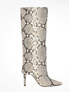 Guess Snake-Print Knee-High Boots - Gray and Black